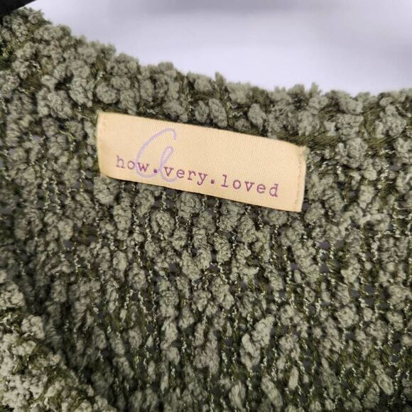 How Very Loved Green Wooly Fuzzy Sweater Women's Plus 1X - Picture 3 of 6